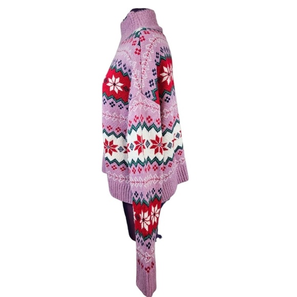 33 Degrees NWT Lilac Fair Isle Argyle Mock Neck Sweater multiple sizes - Picture 8 of 16